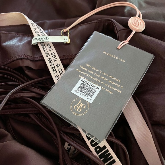 NEW House of CB Jalena Vegan Leather Lace Up Back Dress Mulberry Large+ (XL) - Picture 15 of 17